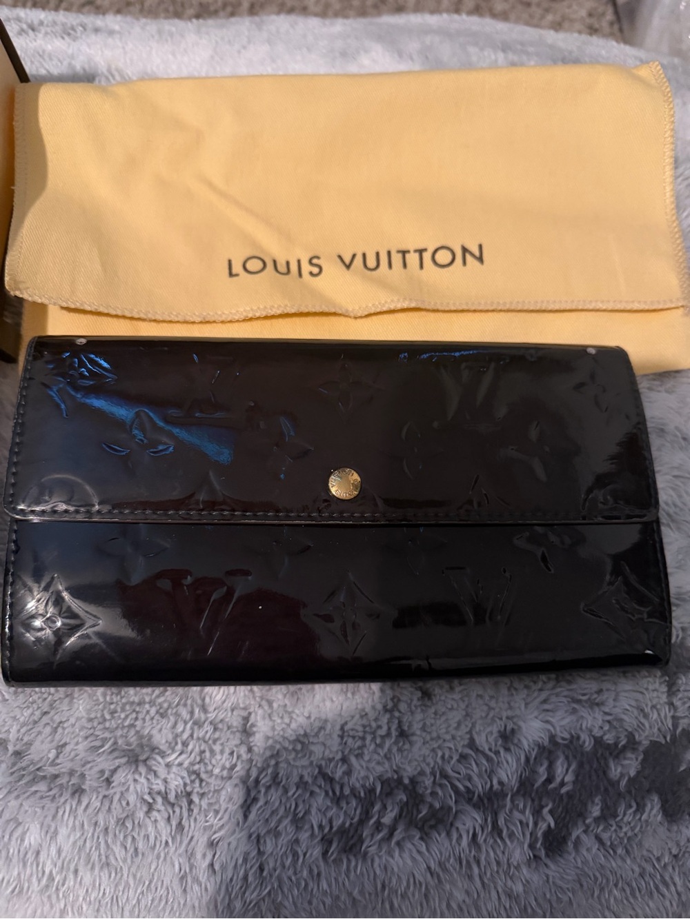 Louis Vuitton Black Patent Monogram Long Wallet